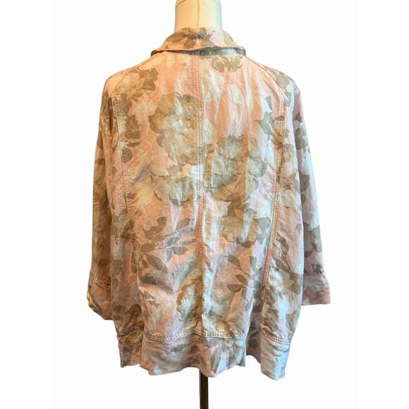 Ruby‎ Rd. Womens Open Front Cardigan Sz 20W Linen Blend Cottage Floral Lagenlook - Picture 3 of 7